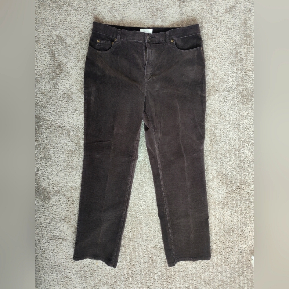 EUC Petite sz12 Fine Brushed Corduroy Chocolate Brown pants Charter Club